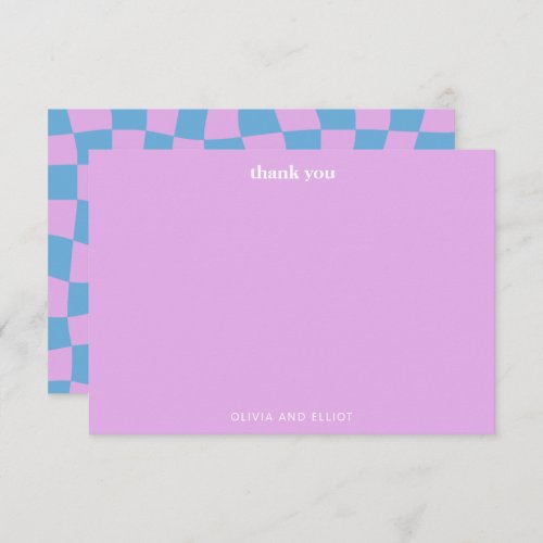 Groovy Lavender Checkerboard Cute Baby Shower  Thank You Card