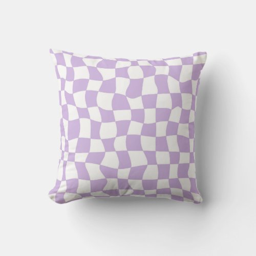 Groovy Lavender White Checks Checkered  Throw Pillow