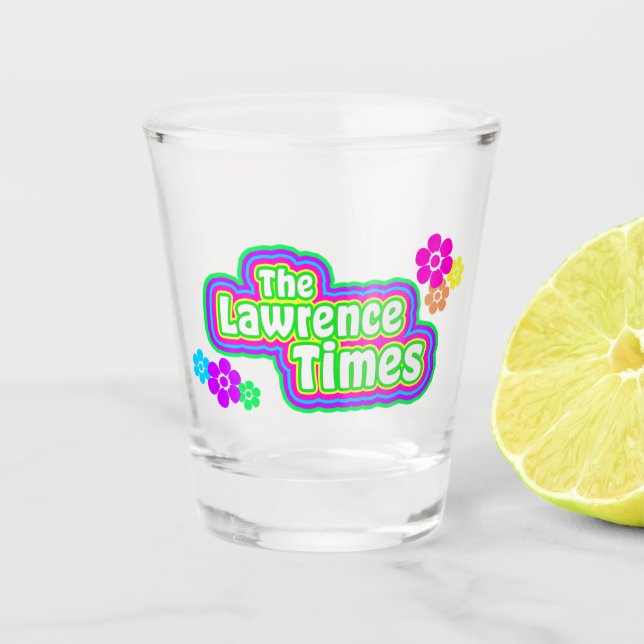 Groovy Lawrence Times Shot Glass (Front)