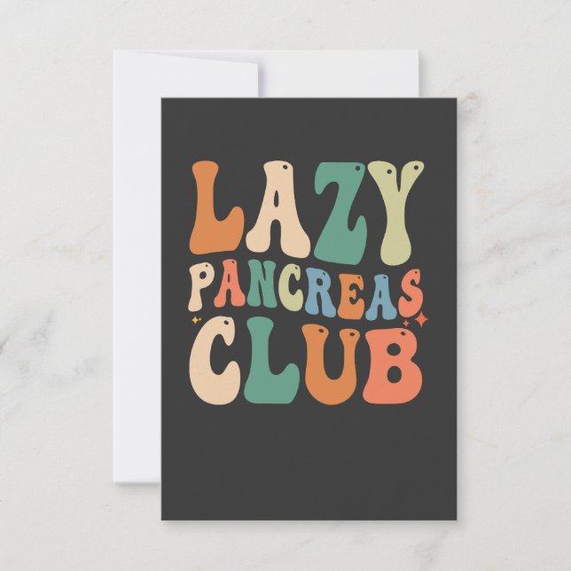 Groovy Lazy Pancreas Club Diabetes Awareness Funny Thank You Card (Front)