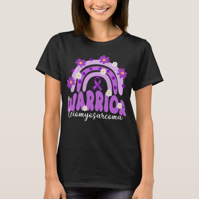 groovy leiomyosarcoma LMS warrior rainbow flower  T-Shirt (Front)