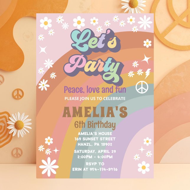 Groovy Let’s Party Invitation | Retro Birthday (Creator Uploaded)