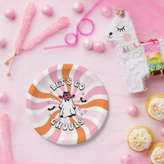 Groovy Let's Go Ghouls Bachelorette Paper Plates