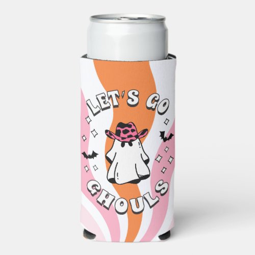 Groovy Lets Go Ghouls Bachelorette Seltzer Can Cooler