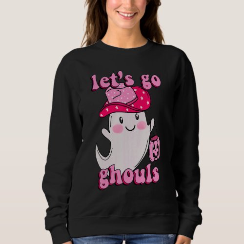 Groovy Lets Go Ghouls Floral Ghost Hippie Hallowe Sweatshirt