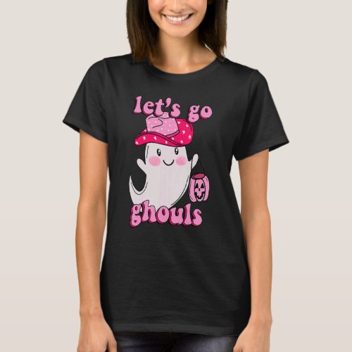 Groovy Lets Go Ghouls Floral Ghost Hippie Hallowe T_Shirt