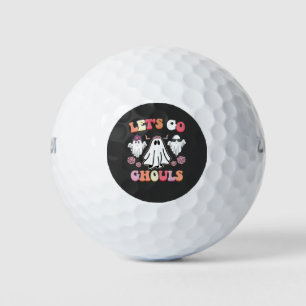 Groovy Let's Go Ghouls Halloween Ghost Retro Golf Balls