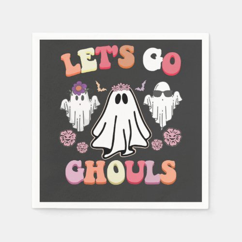 Groovy Lets Go Ghouls Halloween Ghost Retro Napkins