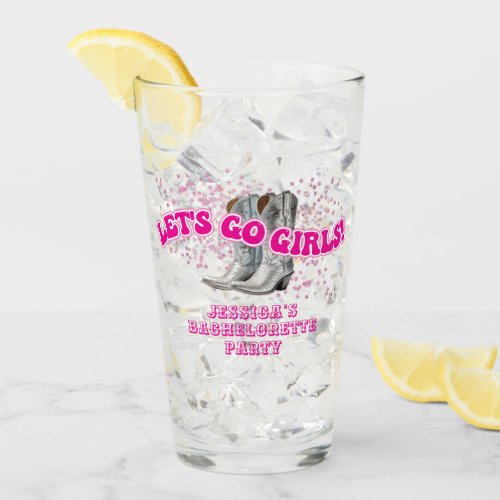 Groovy Lets Go Girls Western Bachelorette Party Glass