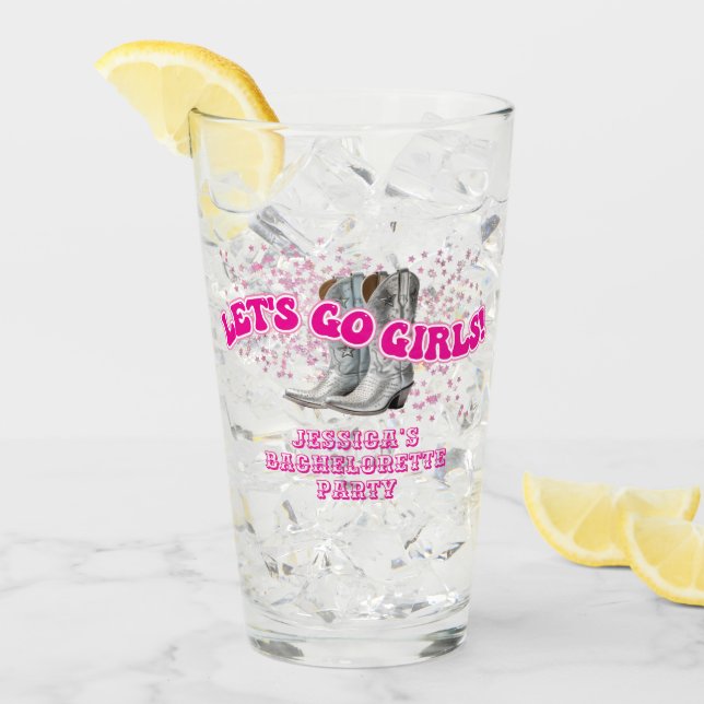 Groovy Let's Go Girls Western Bachelorette Party Glass (Front Ice)