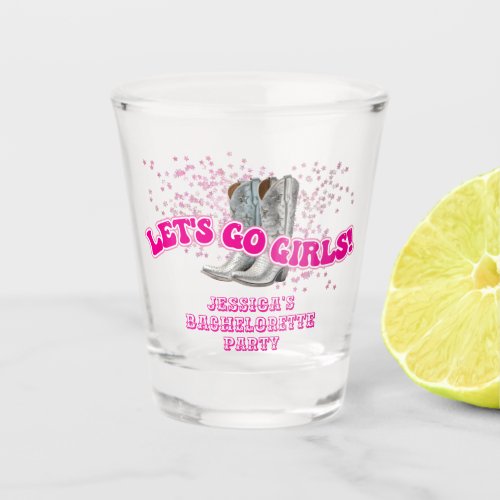 Groovy Lets Go Girls Western Bachelorette Party Shot Glass