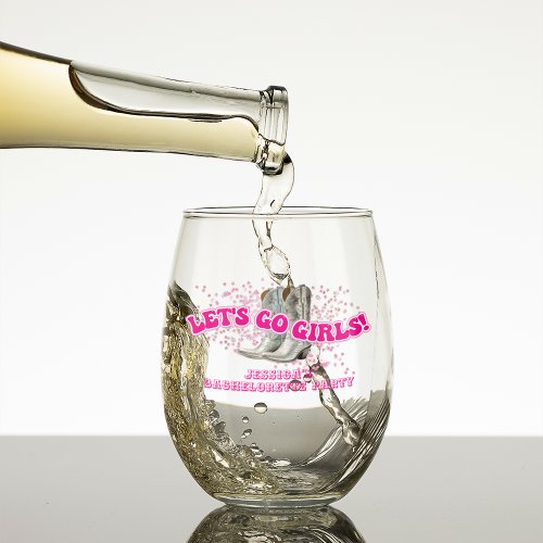 Groovy Lets Go Girls Western Bachelorette Party Stemless Wine Glass