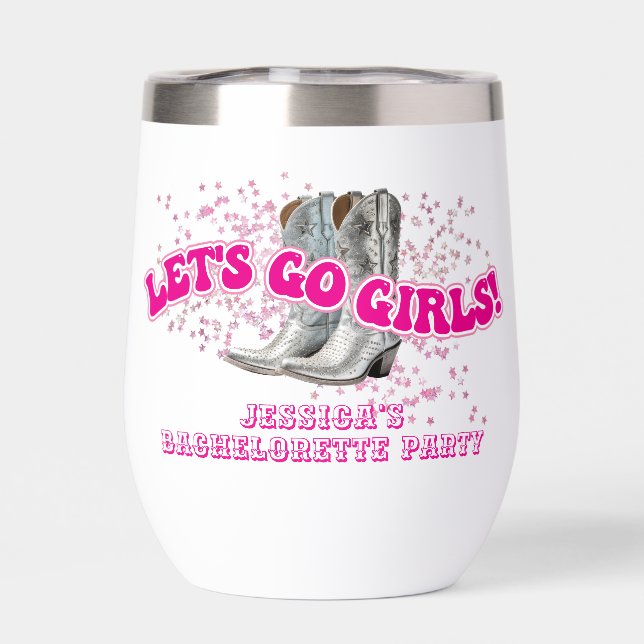 Groovy Let's Go Girls Western Bachelorette Party Thermal Wine Tumbler (Back)