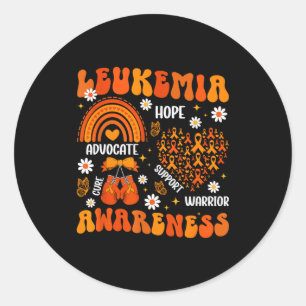 Groovy Leukemia Awareness Month Leukemia Warrior _ Classic Round Sticker