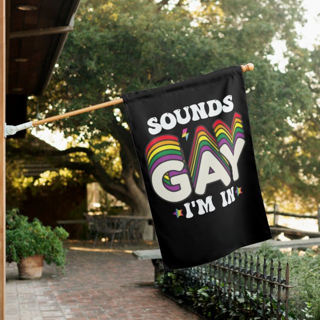 Groovy LGBT Pride Sounds Gay Im In House Flag (In SItu)