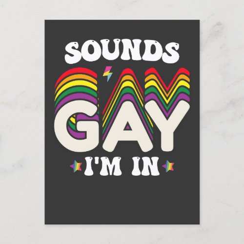 Groovy LGBT Pride Sounds Gay Im In Invitation Postcard