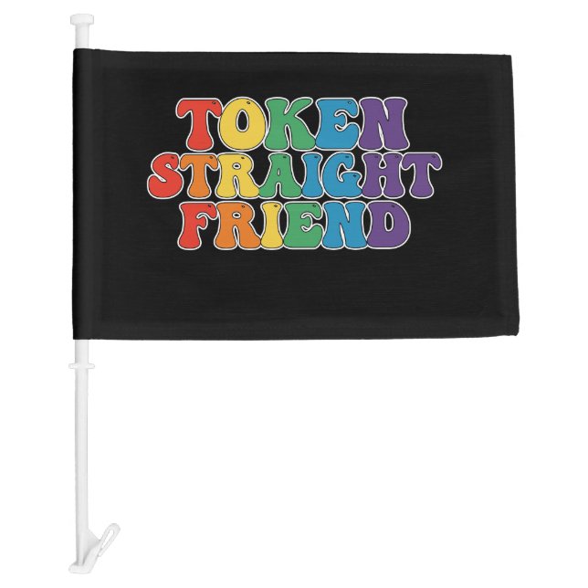 Groovy LGBT Pride Token Straight Friend Car Flag (Front)