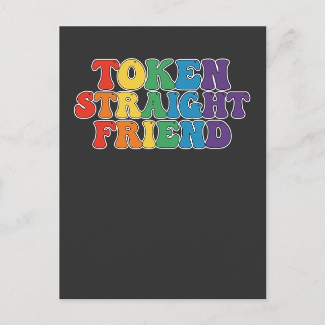 Groovy LGBT Pride Token Straight Friend Invitation Postcard (Front)
