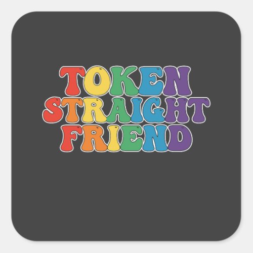 Groovy LGBT Pride Token Straight Friend Square Sticker