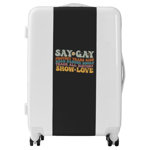 Groovy LGBT Say Gay Protect Trans Kids Read Books Luggage