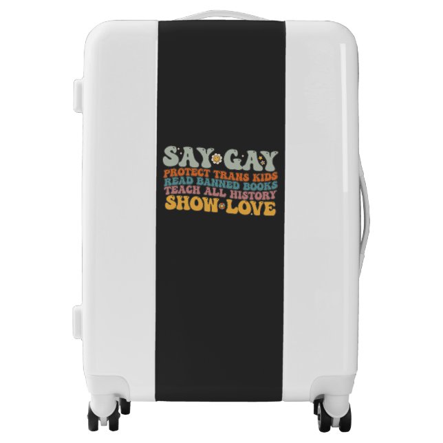 Groovy LGBT Say Gay Protect Trans Kids Read Books Luggage (Front)