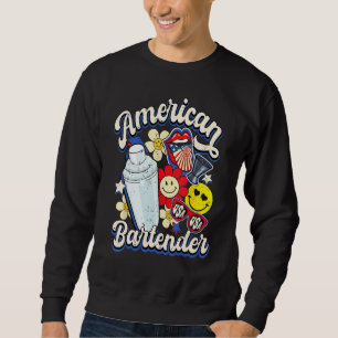 Groovy Lips American Bartender USA Glasses 4th Of  Sweatshirt