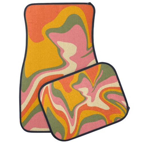 Groovy Liquified Marble Retro 60s Vintage Car Car Floor Mat