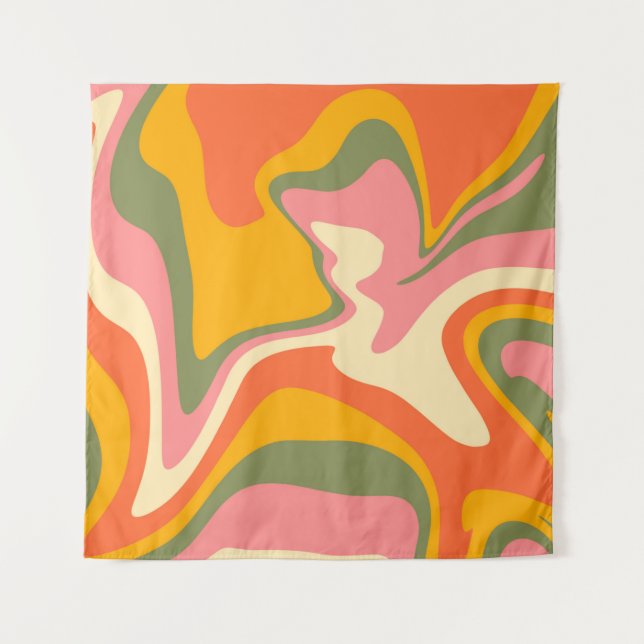 Groovy Liquified Marble Retro 60s Vintage Party  Tapestry (Front)