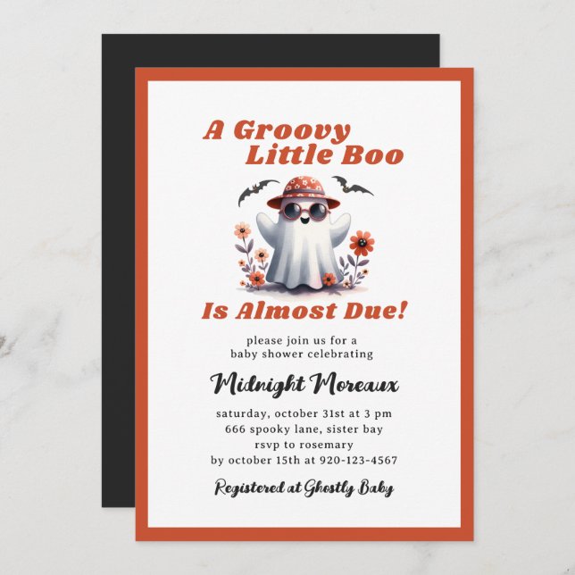 Groovy Little Boo Almost Due Baby Shower  Invitation (Front/Back)