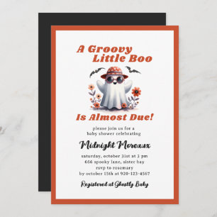 Groovy Little Boo Almost Due Baby Shower Invitation
