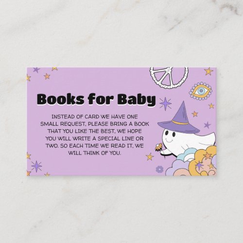 Groovy Little Boo Baby Shower Books for Baby Enclosure Card