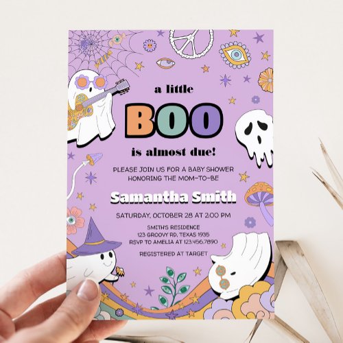 Groovy Little Boo Baby Shower  Invitation