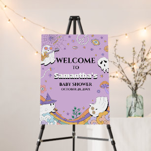 Groovy Little Boo Baby Shower Welcome Sign