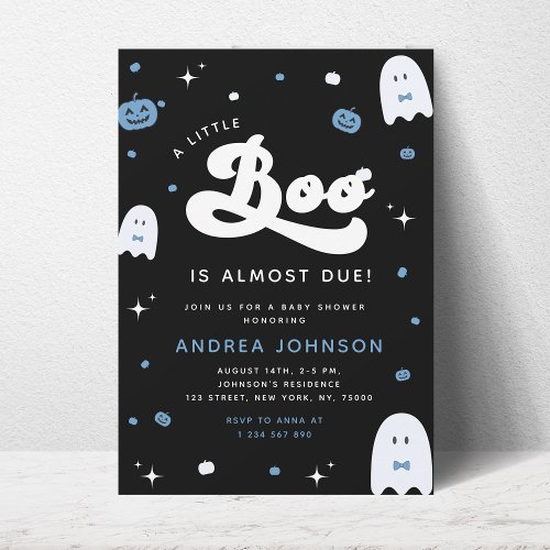 Groovy Little Boo Boy Halloween Baby Shower Ghost  Invitation