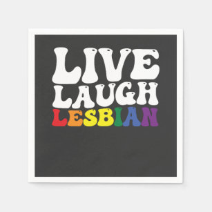 Groovy Live Laugh Lesbian LGBT Pride Napkins