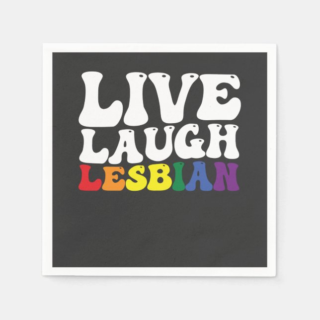 Groovy Live Laugh Lesbian LGBT Pride Napkins (Front)