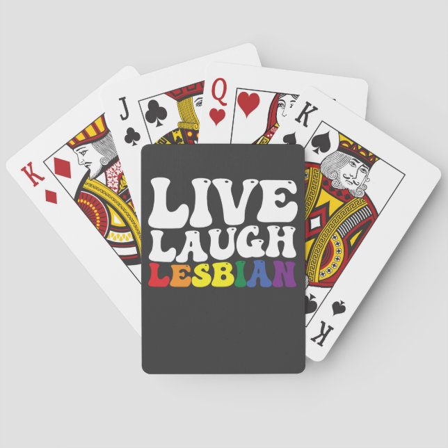 Groovy Live Laugh Lesbian LGBT Pride Poker Cards (Back)