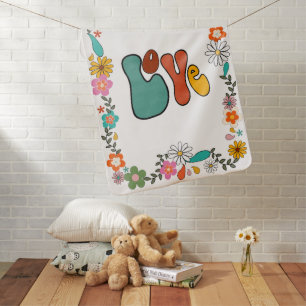 Groovy LOVE Flower Power 70's inspired Baby Blanket