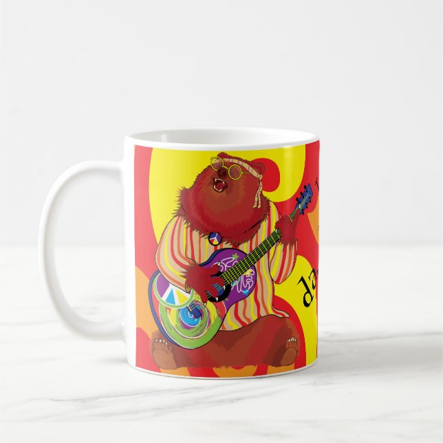 Groovy Love Guitar Bear Coffee Mug (Left)