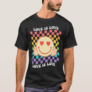 Groovy Love Is Love Hippie Face Rainbow LGBT Gay A T-Shirt