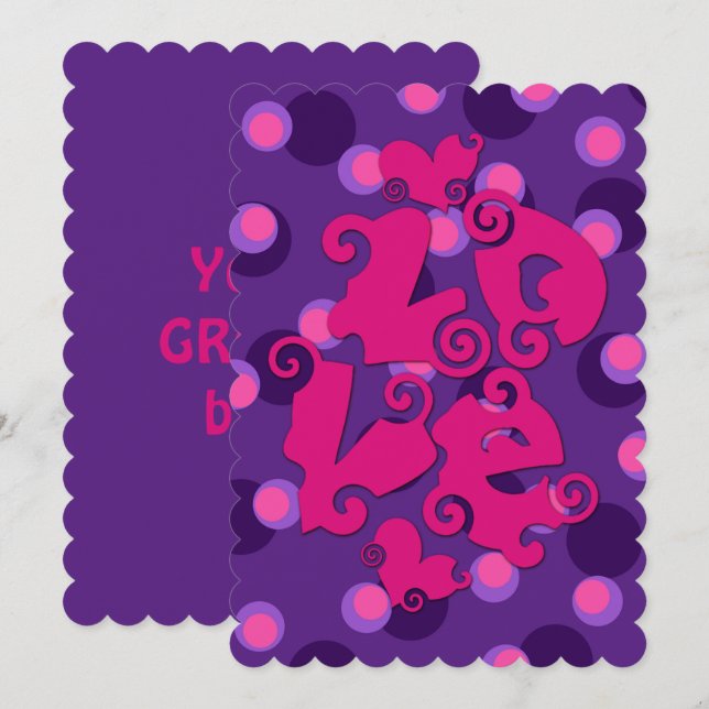 Groovy Love Pink on Purple Hippie Style (Front/Back)