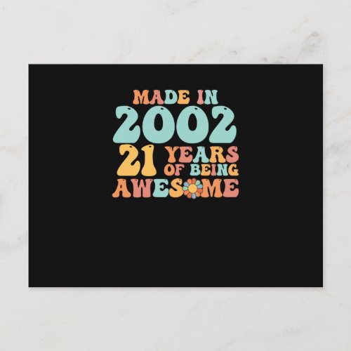 Groovy Made In 2002 21 Years Of Being Awesome Postcard