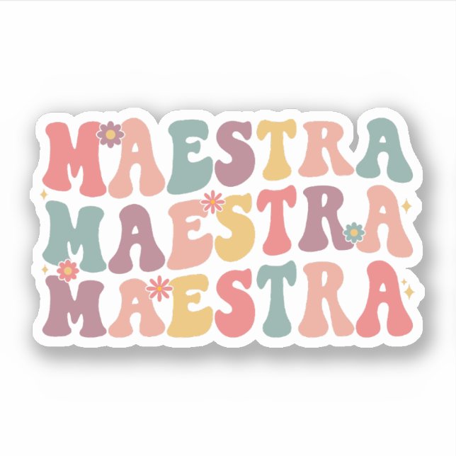 Groovy Maestra, Spanish Teacher Appreciation Gift Sticker (Front)