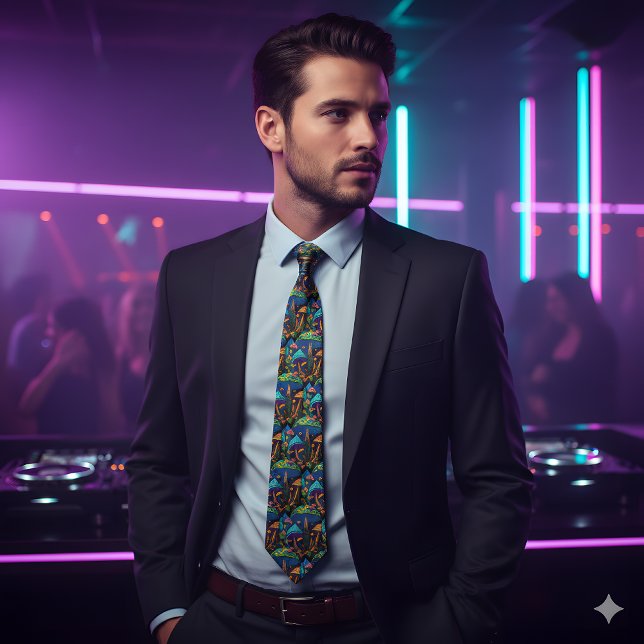 Groovy Magic Mushroom Retro Neck Tie (Creator Uploaded)