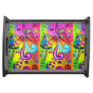 groovy magic mushrooms and butterflies tray