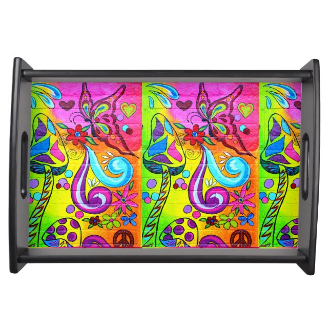groovy magic mushrooms and butterflies tray (Front)