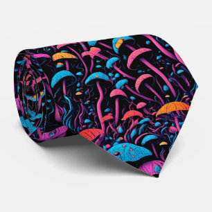 Groovy Magic Mushrooms: Retro Art Neck Tie
