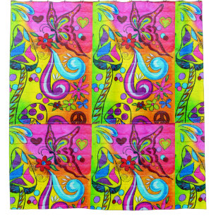 groovy magic mushrooms shower curtain