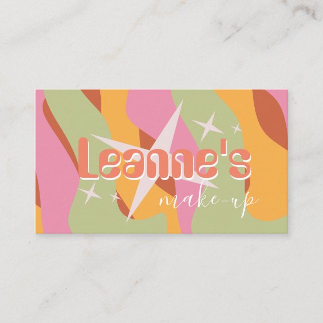 Groovy Makeup Salon Nails Trendy Star  Business Card (Front)