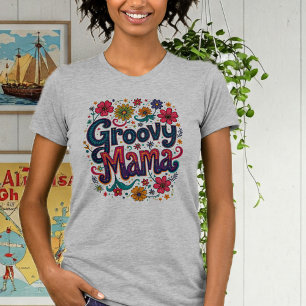 Groovy Mama Floral Retro T-Shirt - Vintage-Inspire